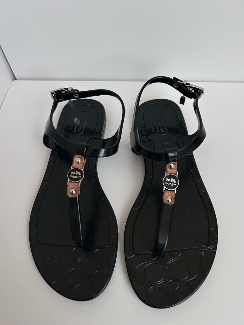 Coach Piccadilly Jelly Thong Black Sandals